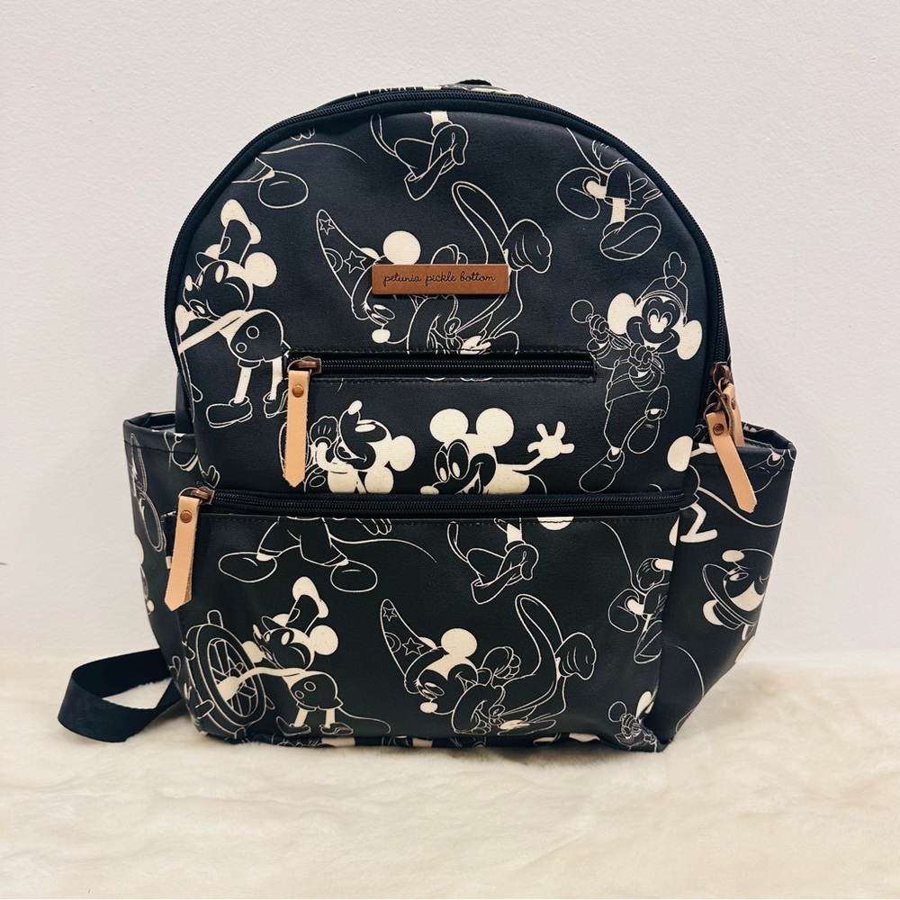Petunia Pickle Bottom Black and Cream Mickey mini Mouse Backpack diaper bag!